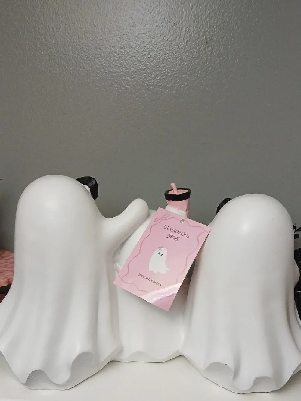 New! Pink & White Ghost Trio Party Figurines - Cute Halloween Table Decor NWT